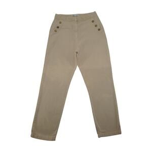 ZARA Women Khaki High Rise Sailor Pants Size 30 Beige Straight Leg Trousers